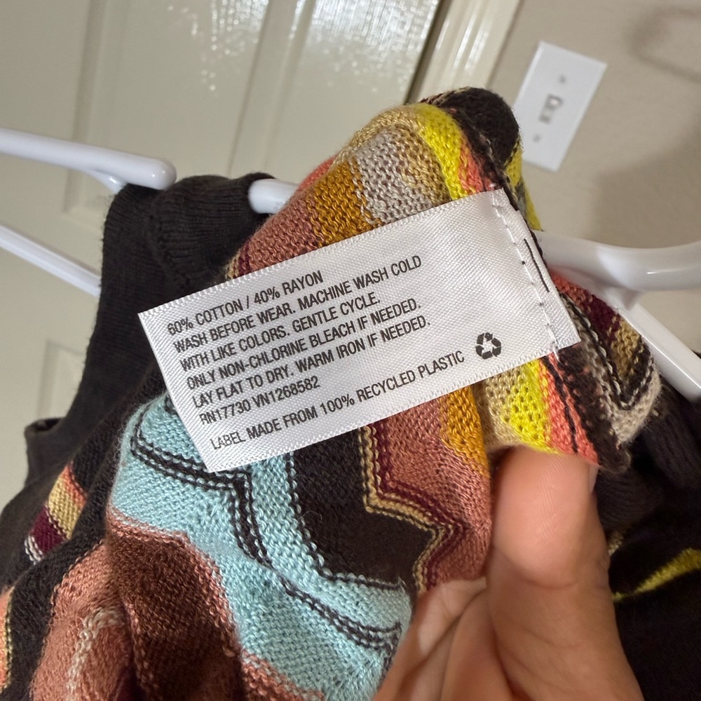 Missoni Multicolor Wave Knit Crewneck Sweater - Brown/Yellow/Blue/Pink
